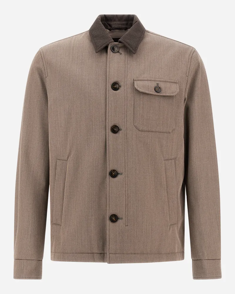 Herno Shacket Aus Hochwertiger Wolle - Mann Hemden Helltaupe Helltaupe