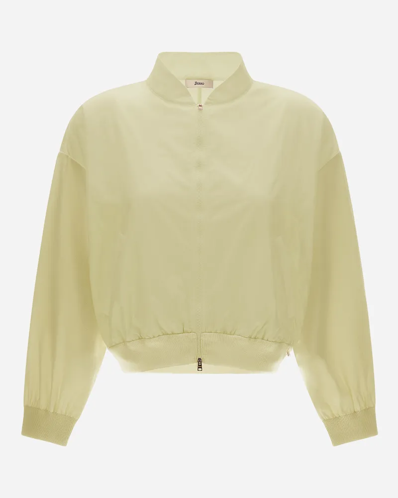 Herno Cardigan Aus Matt Viscose Und New Techno Taft Elfenbein