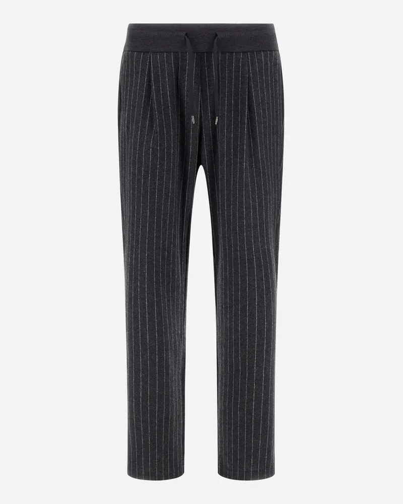 Herno Hose Aus Jacquard-gewebe Mit Nadelstreifenmuster - Mann Hose Eisen Eisen