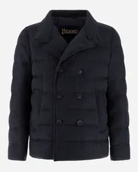 Herno Peacoat Aus Easy Cashmere Mix Marineblau