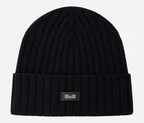 Beanie Aus Kaschmir Im Patentmuster - Mann Hüte Dunkelblau