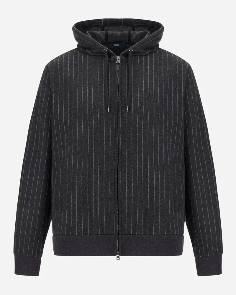 Herno Sweatshirt Aus Jacquard-gewebe Mit Nadelstreifenmuster - Mann Bomber Eisen Eisen