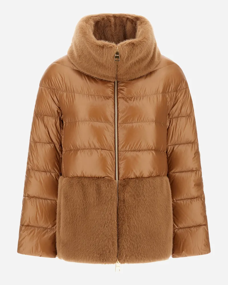 Herno Cape Aus Nylon Ultralight Und Lady Alternative Fur - Frau Capes Camel Camel