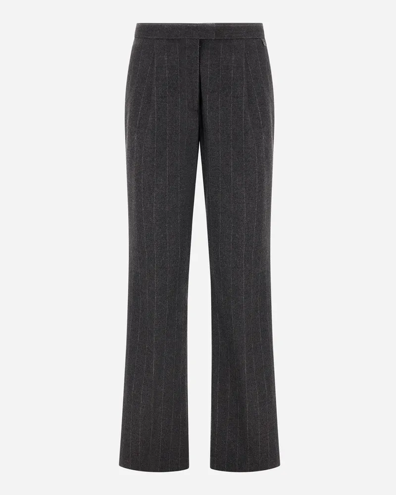 Herno Hose Aus Elastischer Wolle Mit Nadelstreifenmuster - Frau Hose Silber/creme Silber
