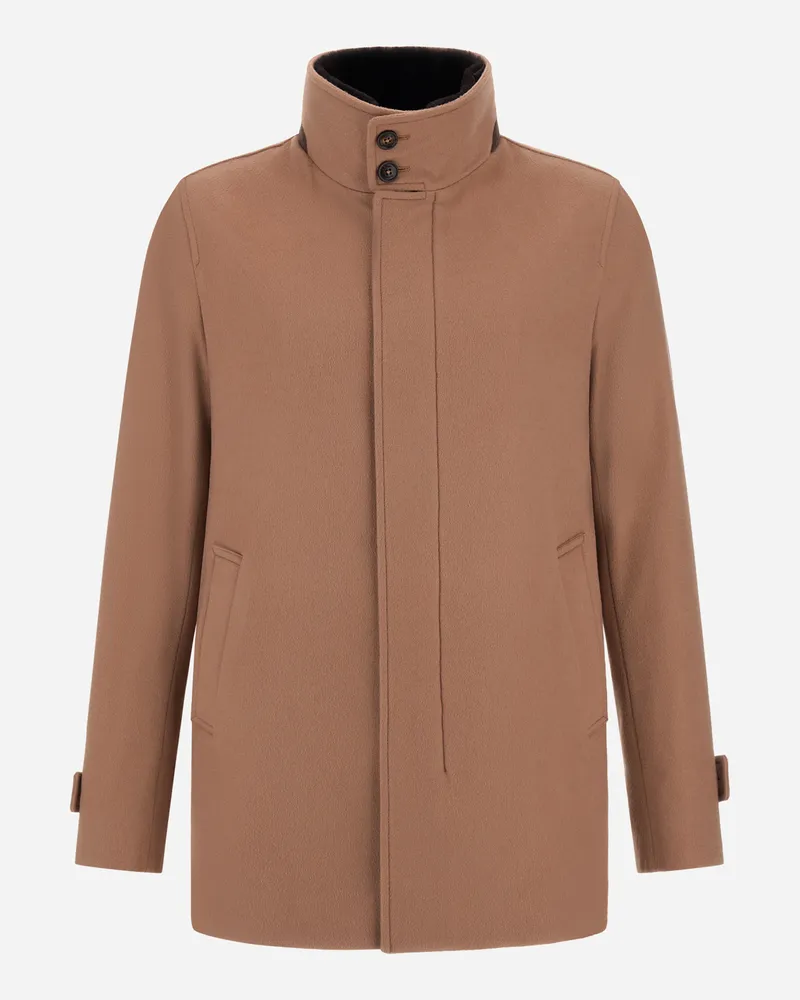 Herno Kurzmantel Aus Reinem Kaschmir Und Suede Effect - Mann Mäntel & Trenchcoats Camel Camel