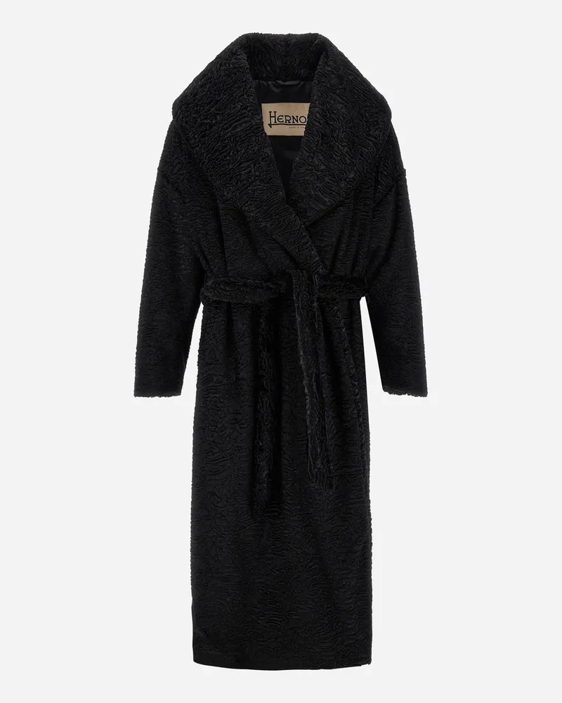 Herno Mantel In Pelz-haptik Mit Astrakan-effekt - Frau Mäntel & Trenchcoats Schwarz Schwarz