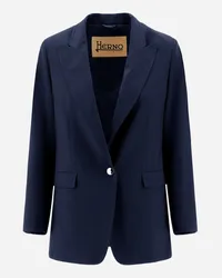 Herno Blazer Aus Flannel Feeling Marineblau