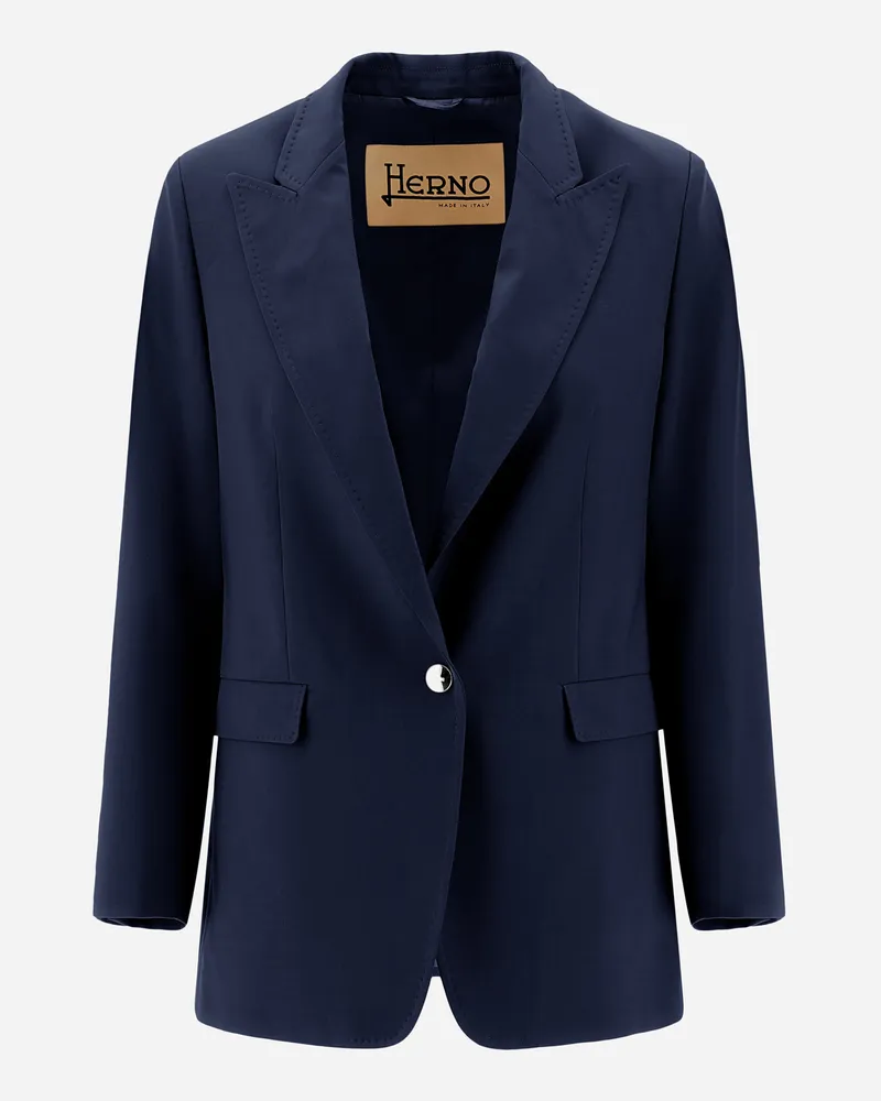 Herno Blazer Aus Flannel Feeling Marineblau