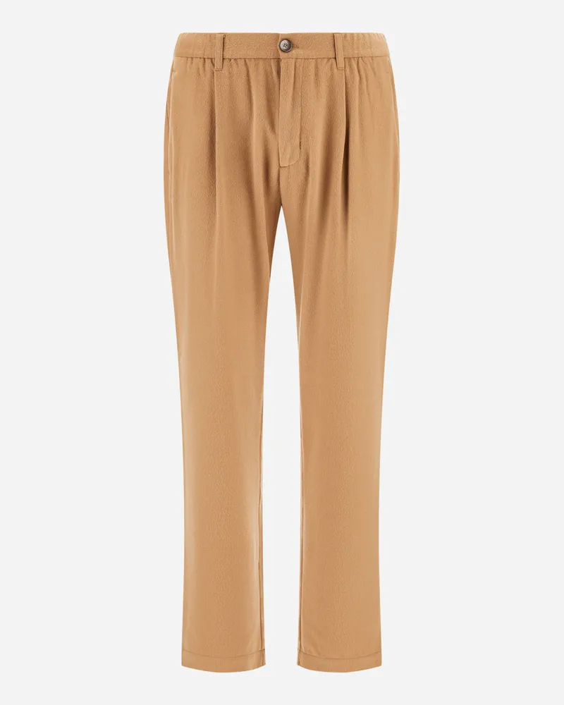 Herno Hose Resort Aus Mélange-flanell Aus Einer Wollmischung - Mann Hose Camel Camel
