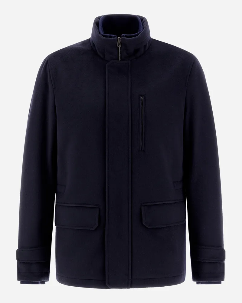 Herno Feldjacke Aus New Wool Cashmere Marineblau