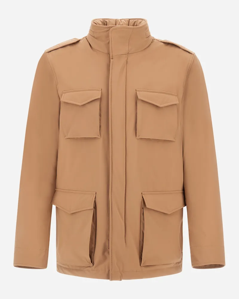 Herno Feldjacke Resort Aus Bouclé-gewebe Aus Wolle Und Mikrofaser Mit Veloursledereffekt - Mann Feldjacke Camel Camel