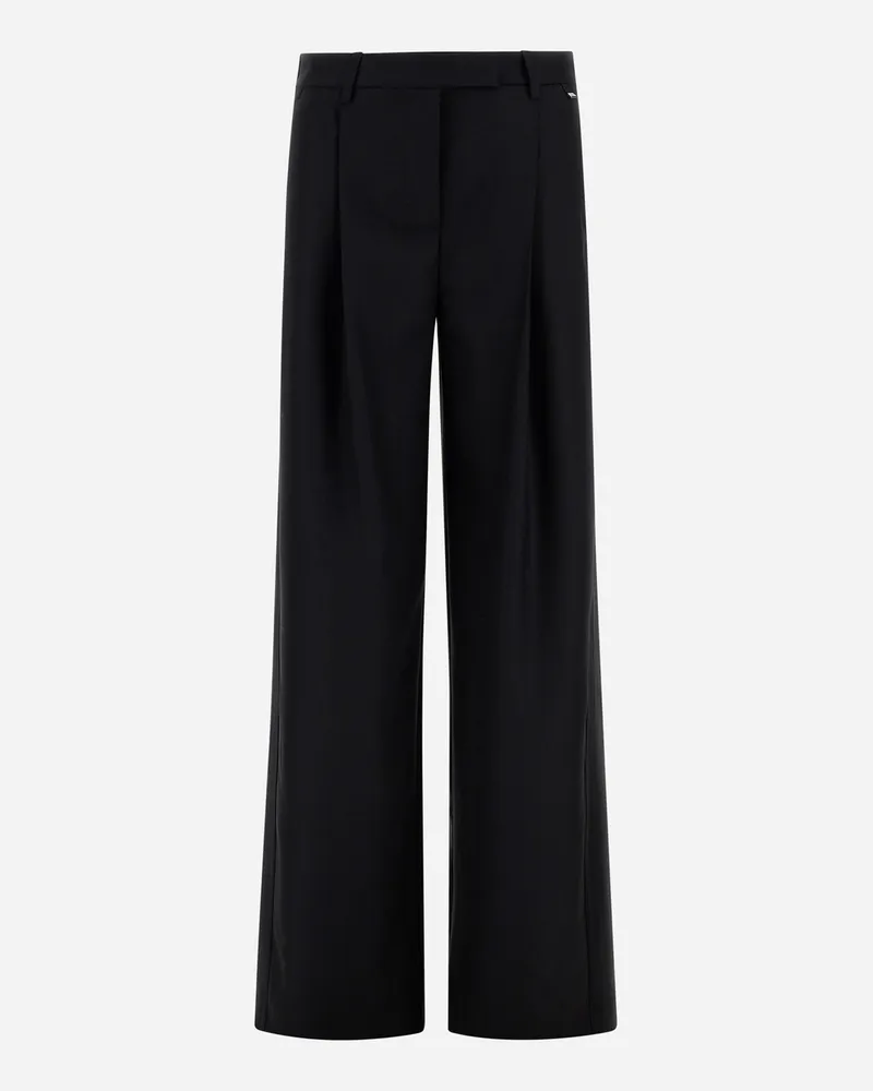 Herno Hose Aus Elastischer Gabardine Aus Wolle Und Satin - Frau Hose Schwarz Schwarz