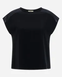 Herno Chic Cotton Jersey Und Chic Mesh T-shirt Schwarz