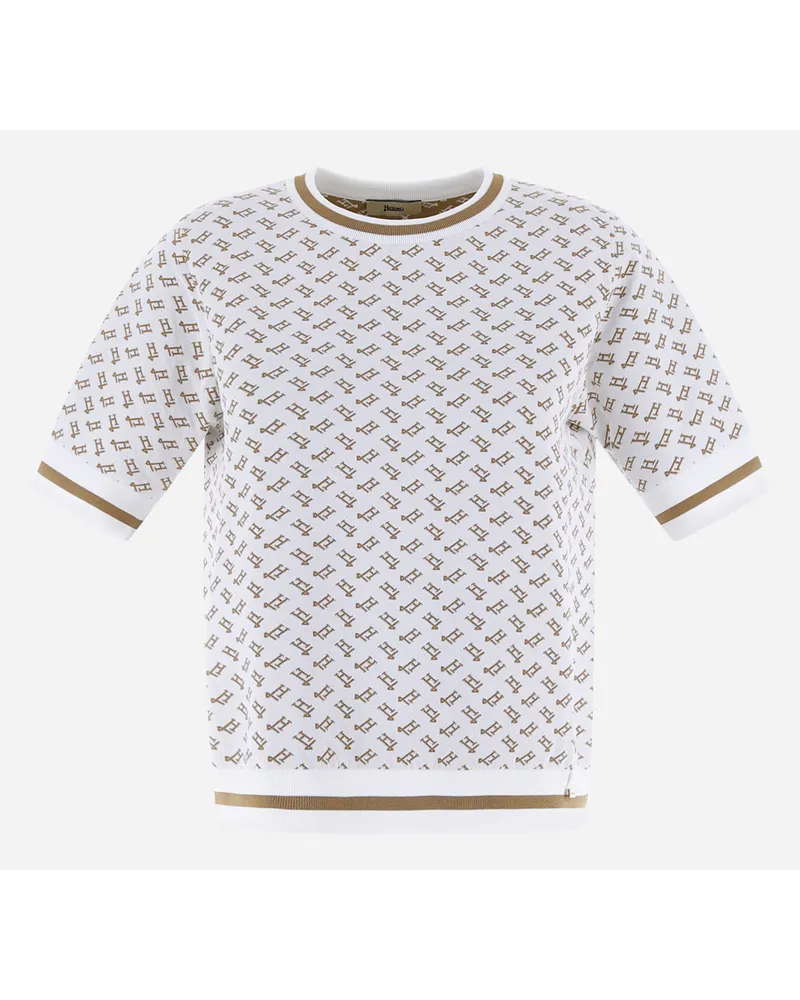 Herno Endless Viscose Monogram T Shirt Weiß