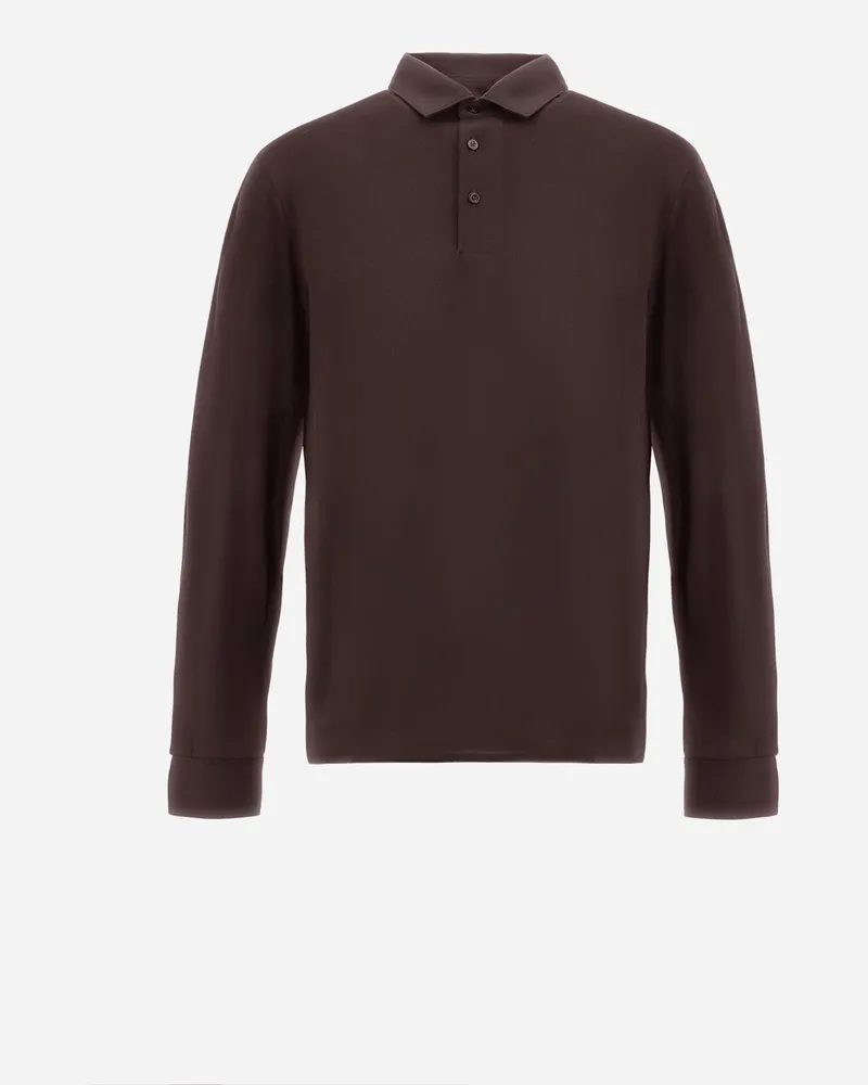Herno Poloshirt Resort Aus Wolljersey Mit Glänzender Optik - Mann T-shirt & Polo-shirts Dunkelbraun Dunkelbraun