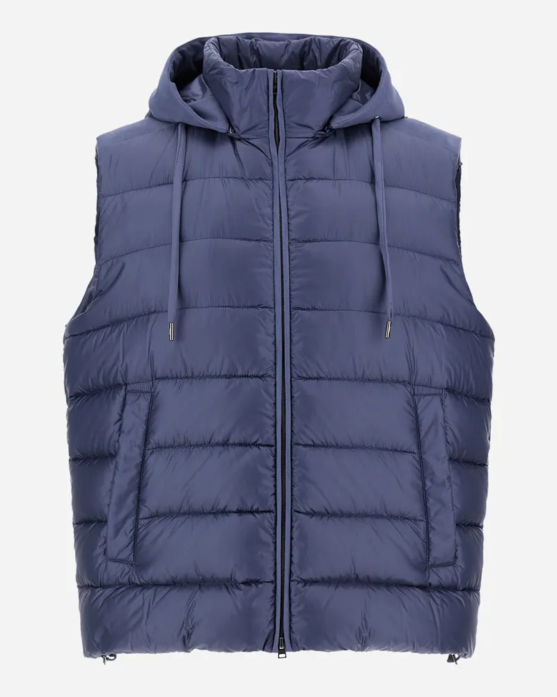 Herno Weste Resort Aus Nylon Ultralight Und Mikrofaser Mit Veloursledereffekt - Mann Weste Hellblau Hellblau