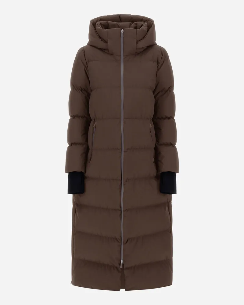Herno Lange Jacke Aus 2 Layer Windstopper - Frau Capes Braun Braun