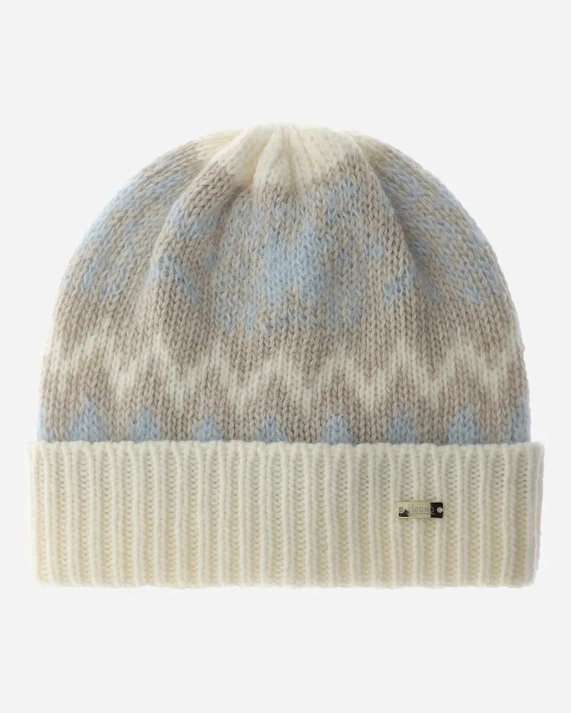 Herno Beanie Aus Mohair Mit Norwegermuster - Frau Hüte Milchweiß Milchweiß
