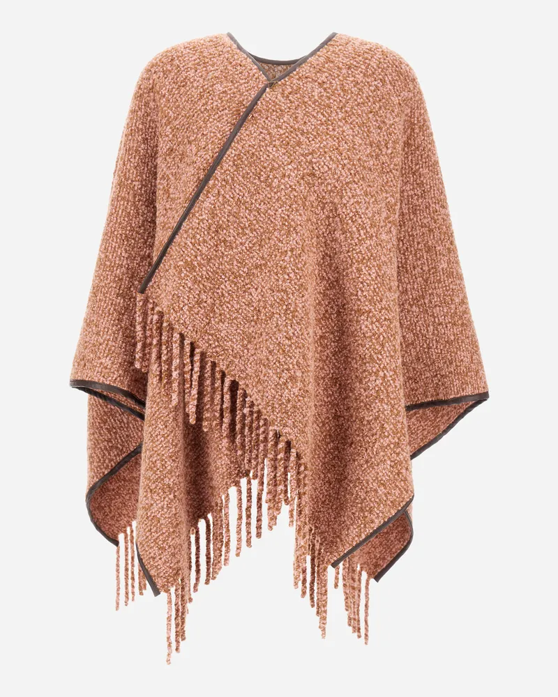 Herno Poncho Aus Boucle Aus Alpaka Und Wolle - Frau A-shape Rosa/braun Rosa