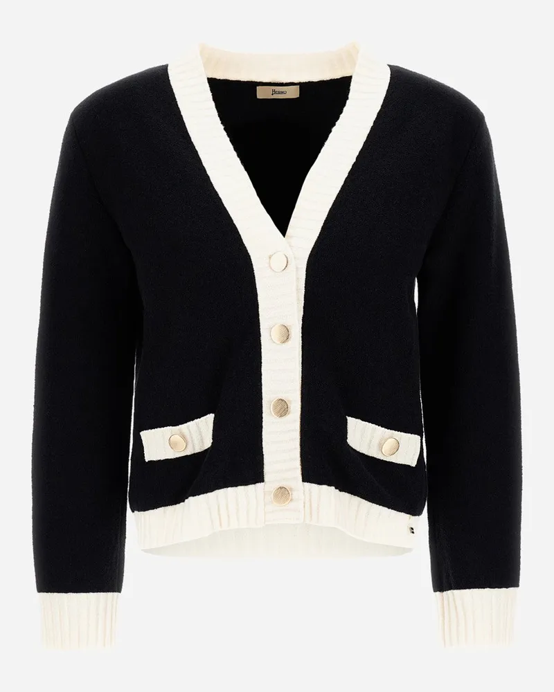 Herno Cardigan Aus Bouclé Knit Schwarz
