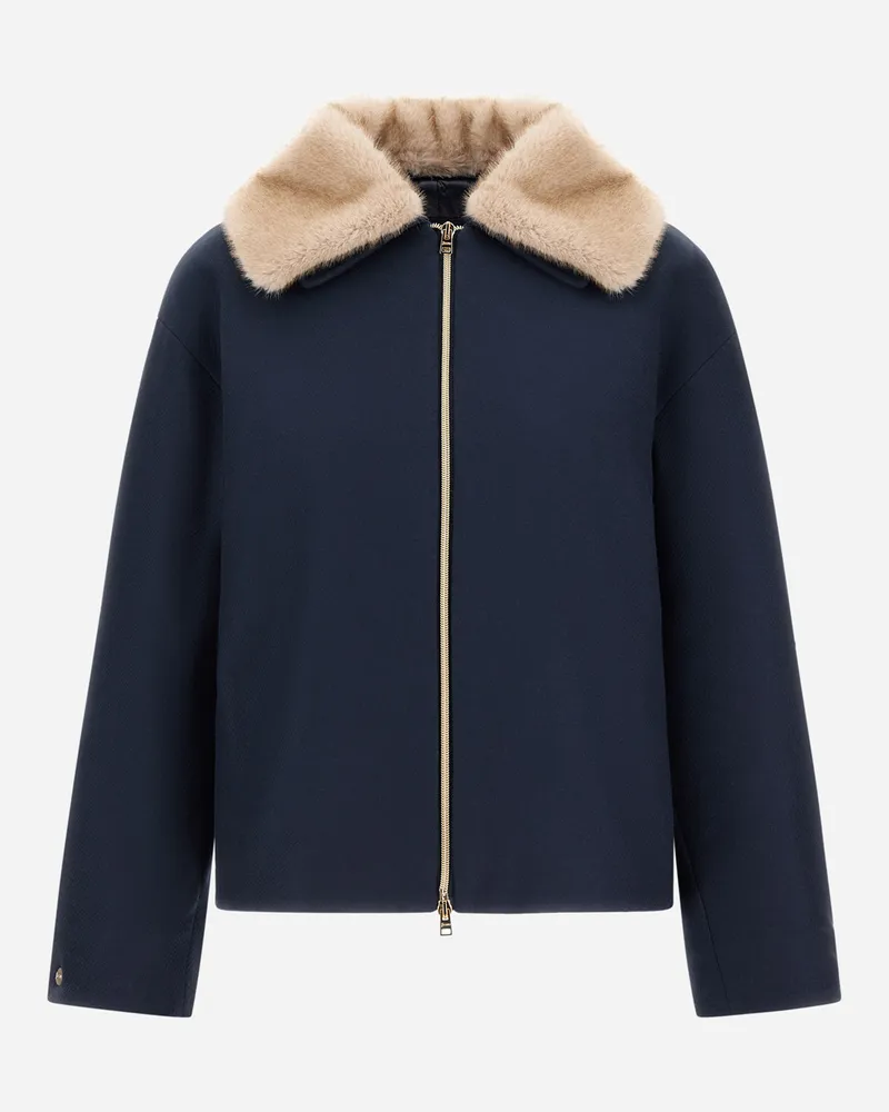 Herno Jacke Aus Ecowool In Pelz-haptik Mit Nerzoptik - Frau Parka & Jacken Blau Blau