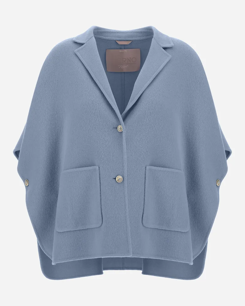 Herno Poncho Resort Aus Doppelgewebe Aus Wolle - Frau A-shape Hellblau Hellblau
