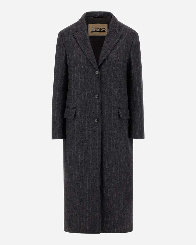 Herno Mantel Aus Wolltuch Mit Nadelstreifenmuster - Frau Mäntel & Trenchcoats Eisen Eisen