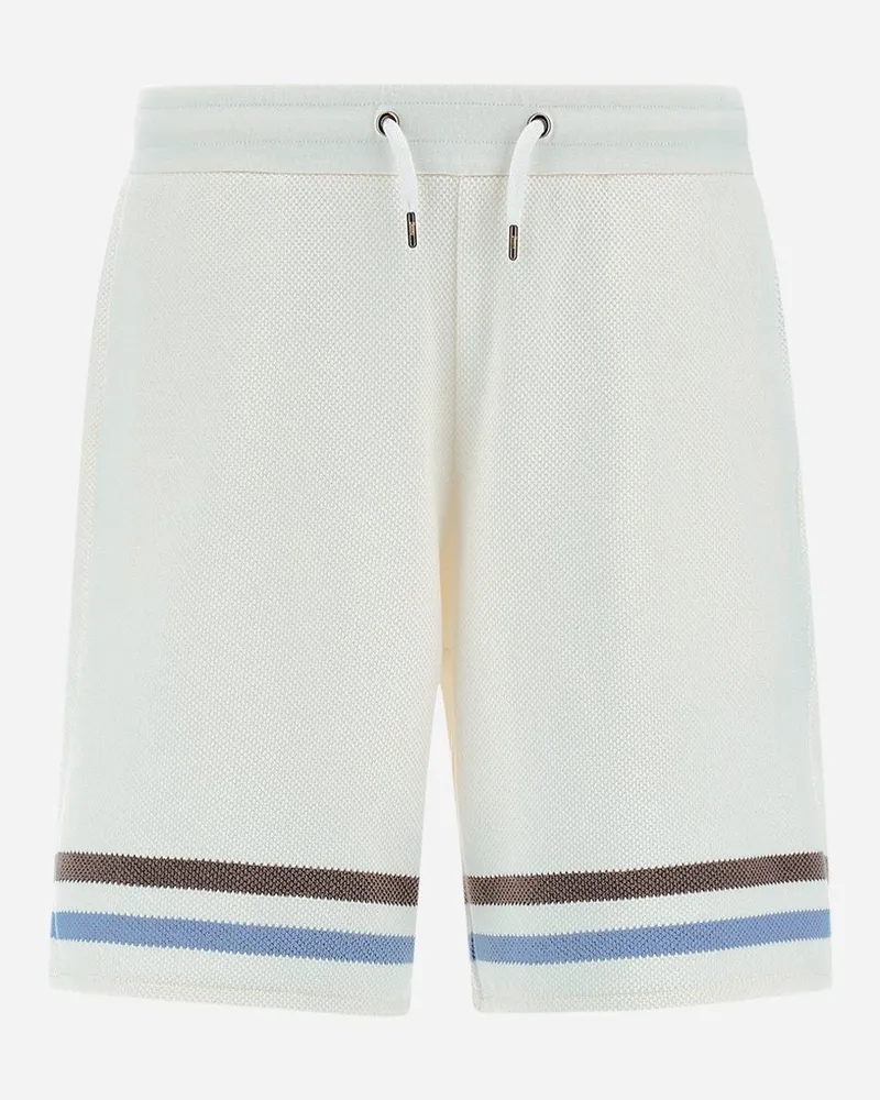 Herno Shorts Aus Stripe Cotton Sweater Weiß