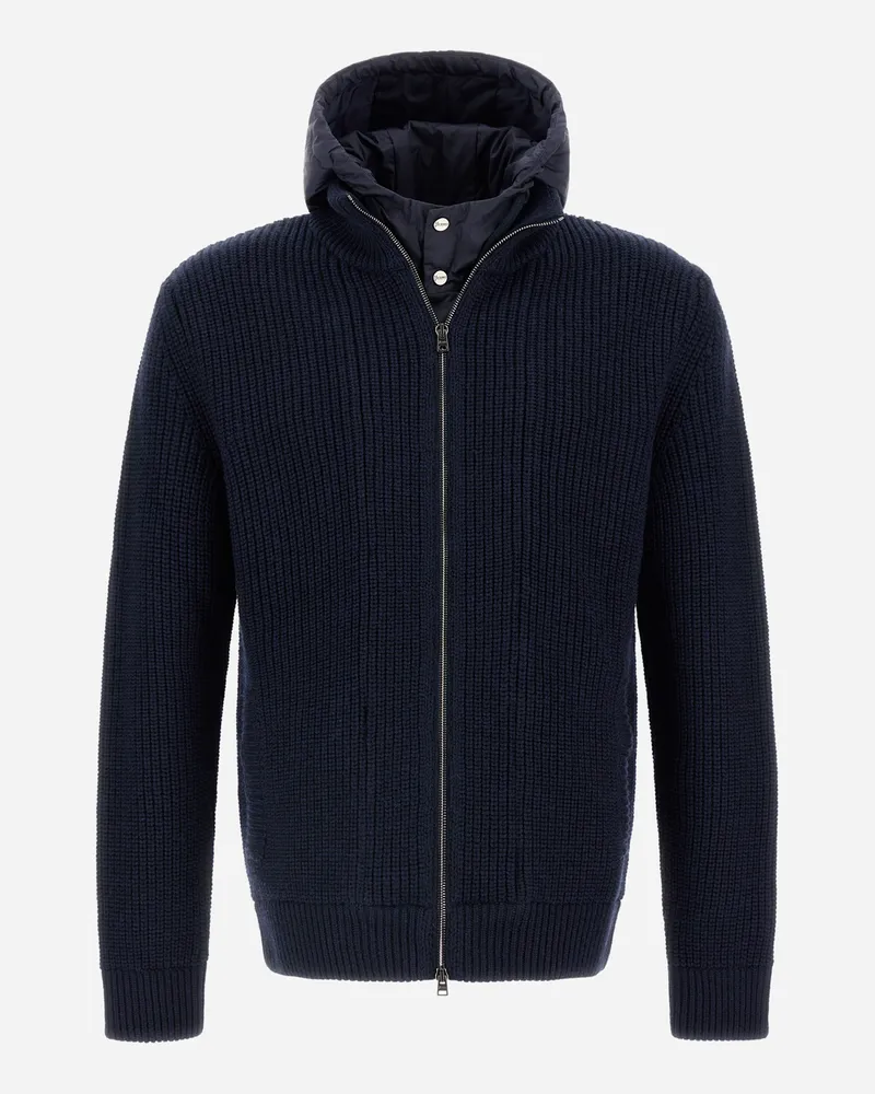 Herno Jacke Aus Ribbed Merino Wool G.5 Und Nylon Chamonix - Mann Parka & Jacken Dunkelblau Dunkelblau