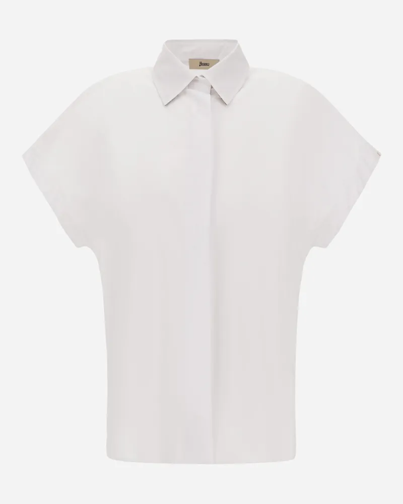 Herno Hemdbluse Aus Cotton Und Monogram Weiß