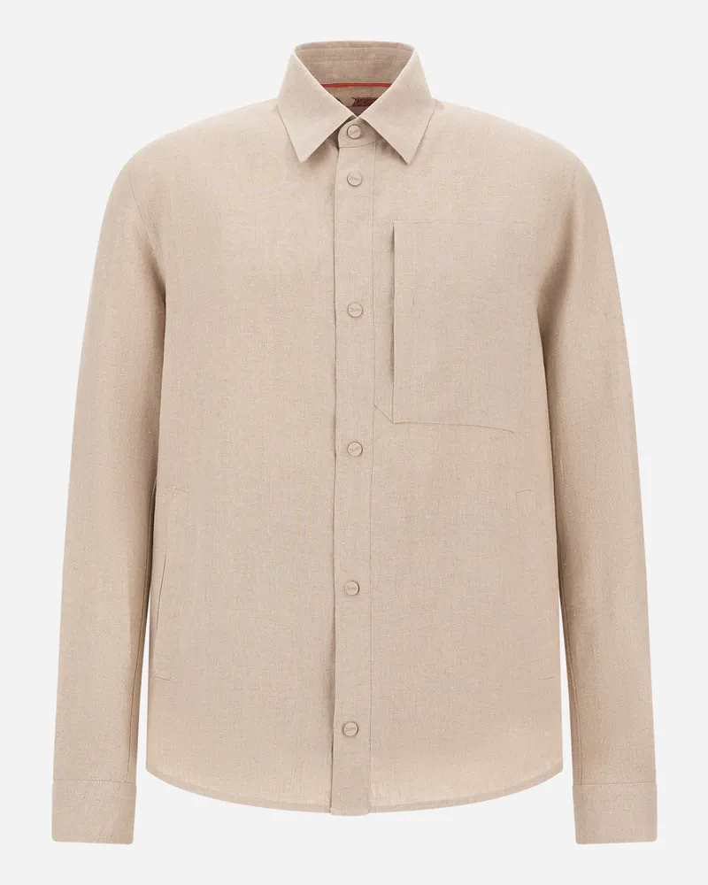 Herno Overshirt Resort Aus Délavé-leinen - Mann Hemden Chantilly Chantilly