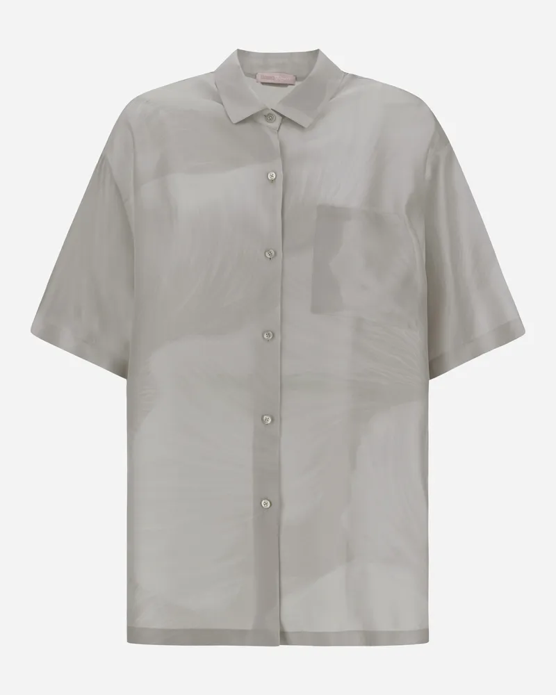 Herno Hemd Resort Aus Reiner Seide Mit Blumen-print - Frau Hemden Perlgrau Perlgrau