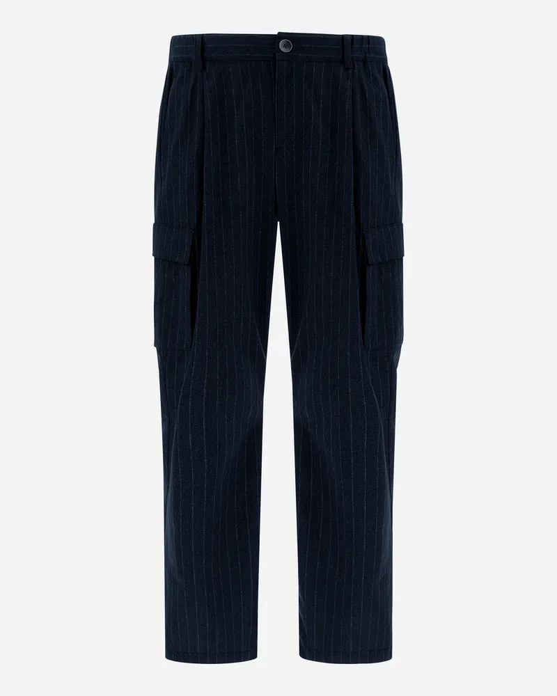 Herno Hose Aus Light Pinstripe Marineblau