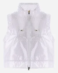 Herno Ärmellose Coated Lace Und Grosgrain Jacke Weiß