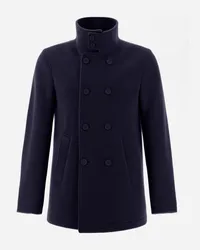 Herno Peacoat Aus New Velour Und Ecoage Marineblau