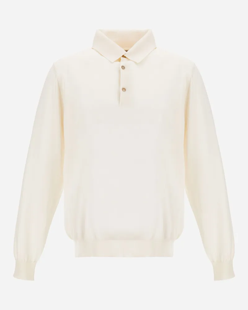 Herno Poloshirt Resort In Strick Aus Wolle Und Seide - Mann T-shirt & Polo-shirts Milchweiß Milchweiß