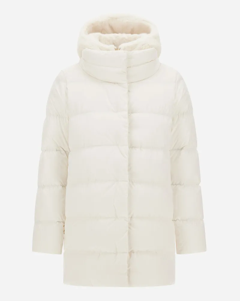 Herno A-form-jacke Aus Satin Und Lady Alternative Fur - Frau A-shape Weiß Weiß