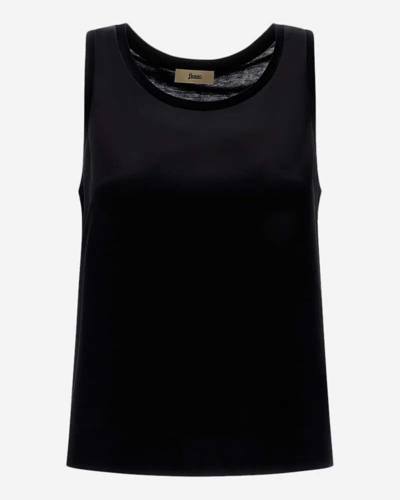 Herno Tanktop Aus Glam Knit Effect Und Satin Schwarz