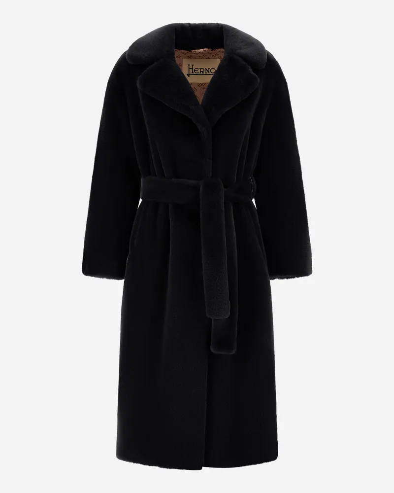 Herno Mantel Aus Soft Alternative Fur - Frau Mäntel & Trenchcoats Schwarz Schwarz