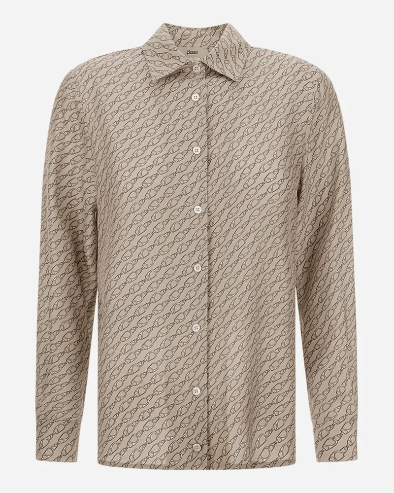 Herno Hemdbluse Aus Seide Mit Iconic Print Camel