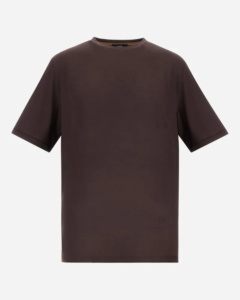 Herno T-shirt Aus Wolljersey - Mann T-shirt & Polo-shirts Dunkelbraun Dunkelbraun
