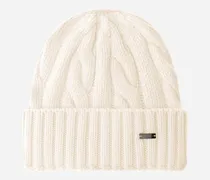 Beanie Aus Wolle Mit Zopfmuster - Mann Hüte Milchweiß