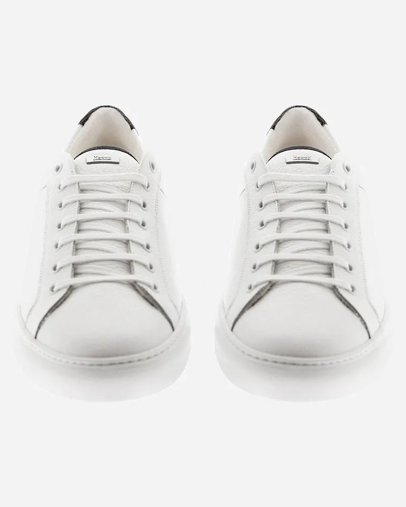 Herno Sneakers Aus Grained Leather Und Monogram Weiß