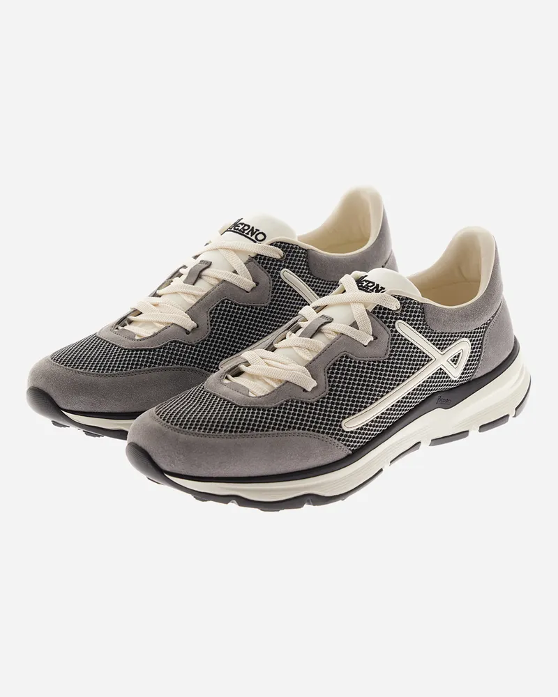 Herno Sneaker Herno Maggiore Aus Veloursleder Und Netzmesh - Mann Schuhe Grau Grau