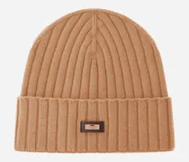 Beanie Aus Kaschmir Im Patentmuster - Mann Hüte Camel
