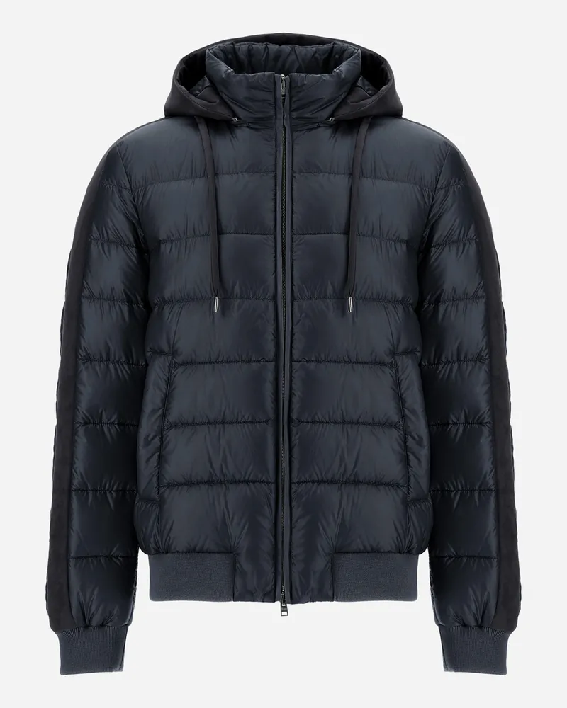 Herno Bomberjacke Resort Aus Nylon Ultralight Und Mikrofaser Mit Veloursledereffekt - Mann Bomber Marineblau Marineblau