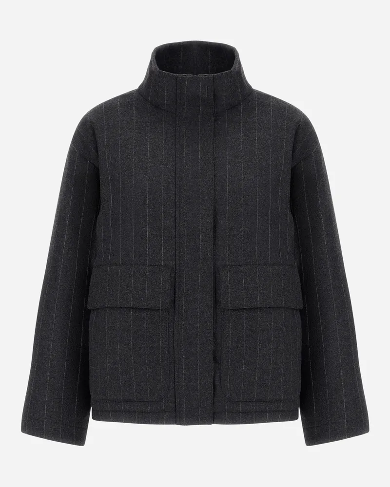 Herno Jacke Aus Elastischer Wolle Mit Nadelstreifenmuster - Frau Parka & Jacken Silber/creme Silber