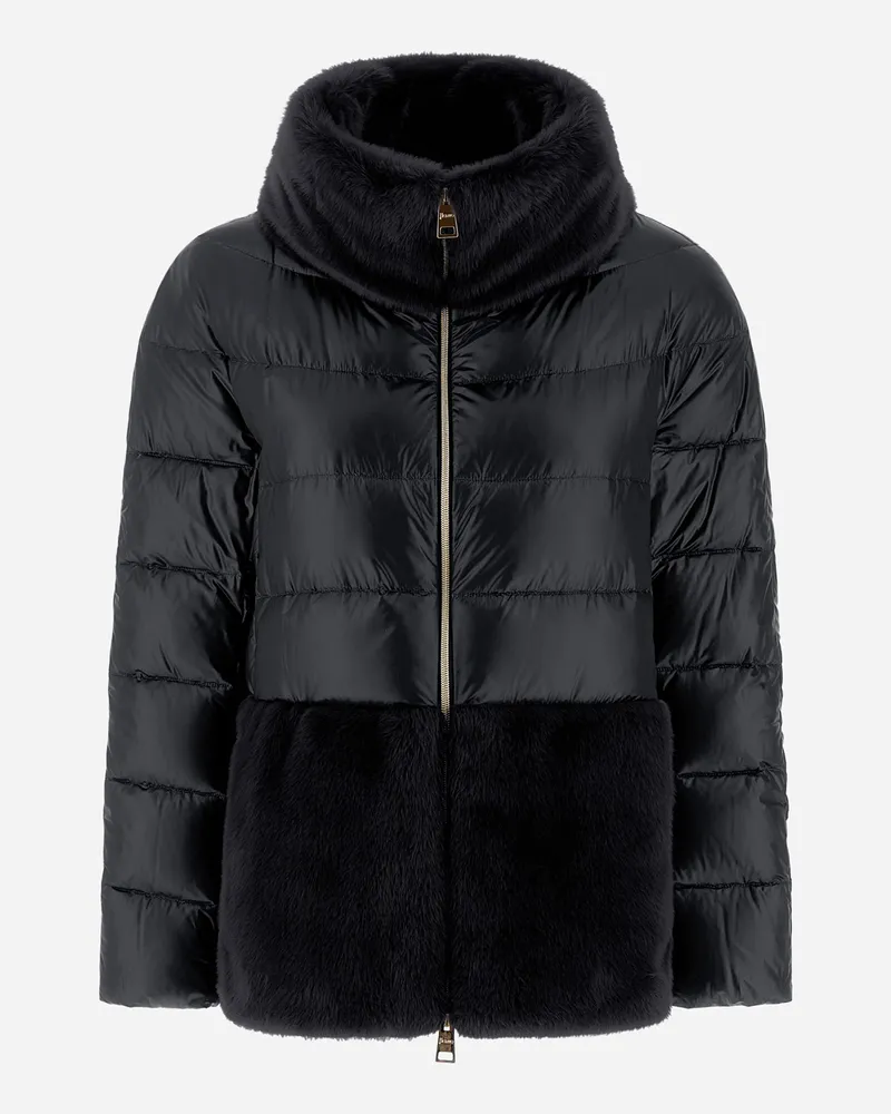 Herno Cape Aus Nylon Ultralight Und Lady Alternative Fur - Frau Capes Schwarz Schwarz