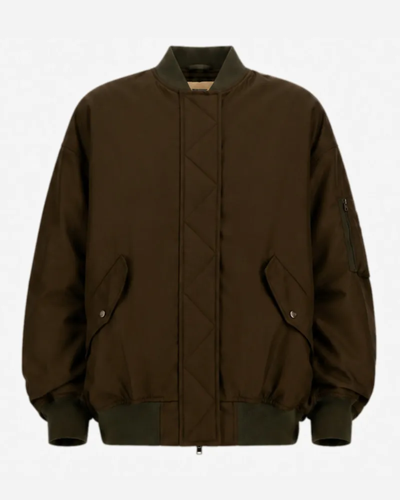 Herno Bomberjacke Aus Nylon-gabardine - Frau Bomber Militärgrün Militärgrün