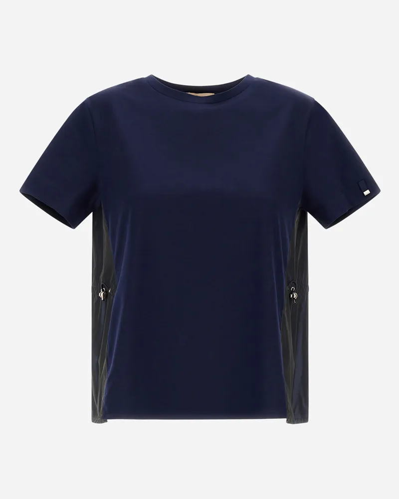 Herno T-shirt Aus Chic Cotton Jersey Und New Techno Taft Marineblau